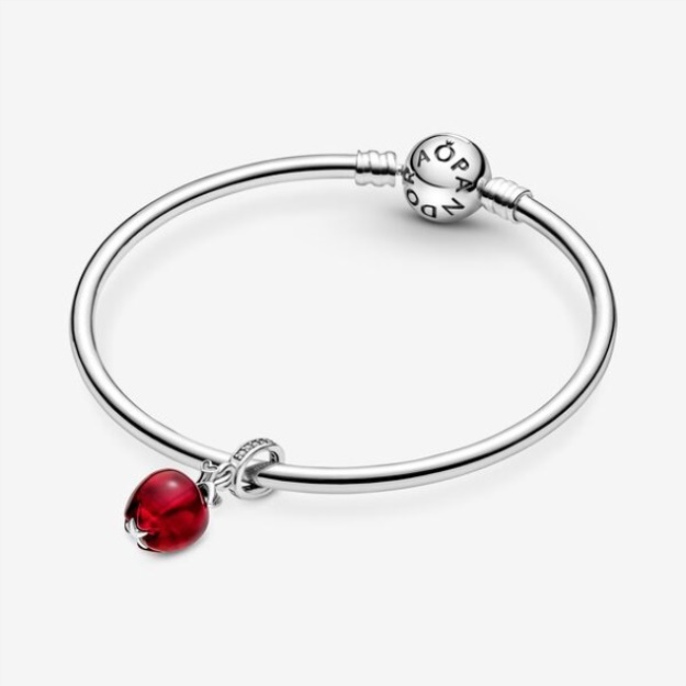 Murano Glass Red Apple Dangle Charm Pandora