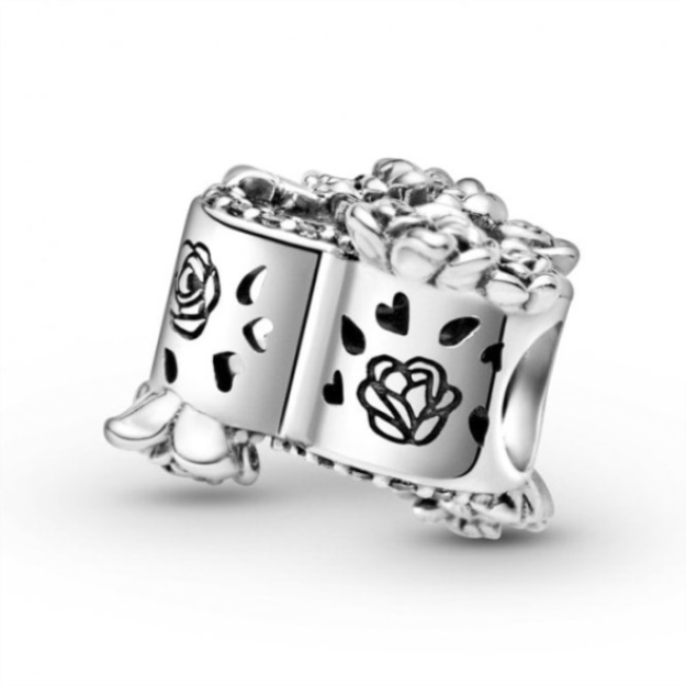 Open Heart  Rose Flowers Charms Pandora