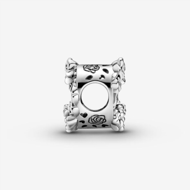 Open Heart Rose Flowers Charm Pandora