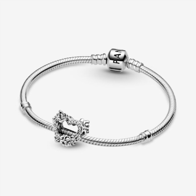 Open Heart Rose Flowers Charm Pandora