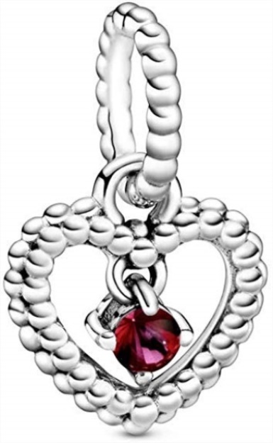 PANDORA Blazing Red Beaded Heart Dangle Charm