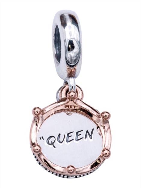 PANDORA Crown Sterling Silver And Pandora Rose Dangle