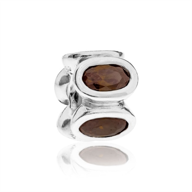 PANDORA Retired Sterling Silver Topaz Zirconia Oval Lights Charm
