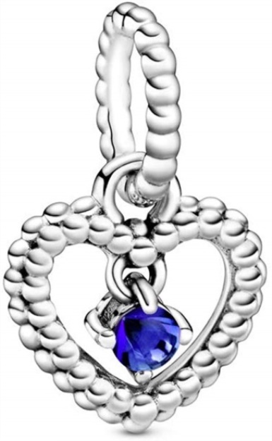 PANDORA Sea Blue Beaded Heart Dangle Charm