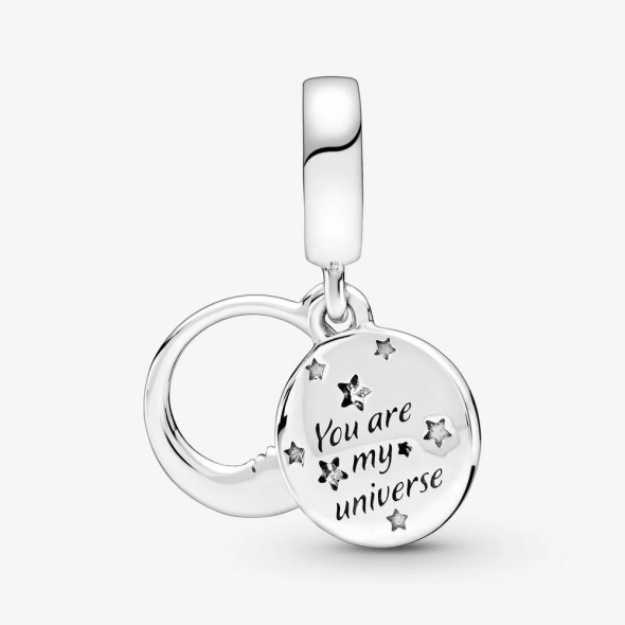 PANDORA Sleeping Moon and Stars Dangle Charm