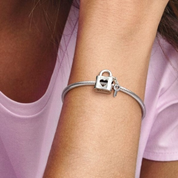 Padlock Heart Key Charm Pandora