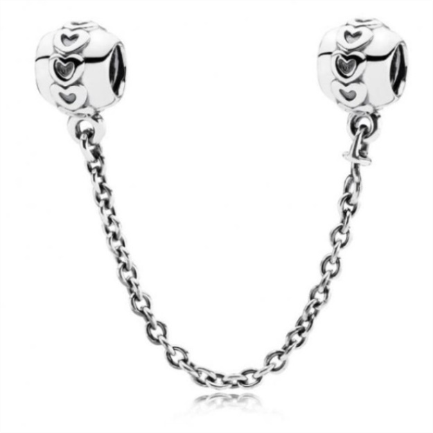 Pandora Brand Band of Hearts Safety Chain Charm