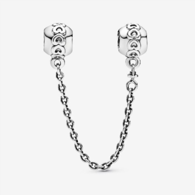 Pandora Brand Band of Hearts Safety Chain Charm