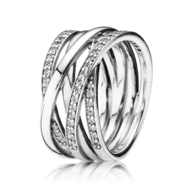 Pandora Brand Sparkling  Polished Lines Ring