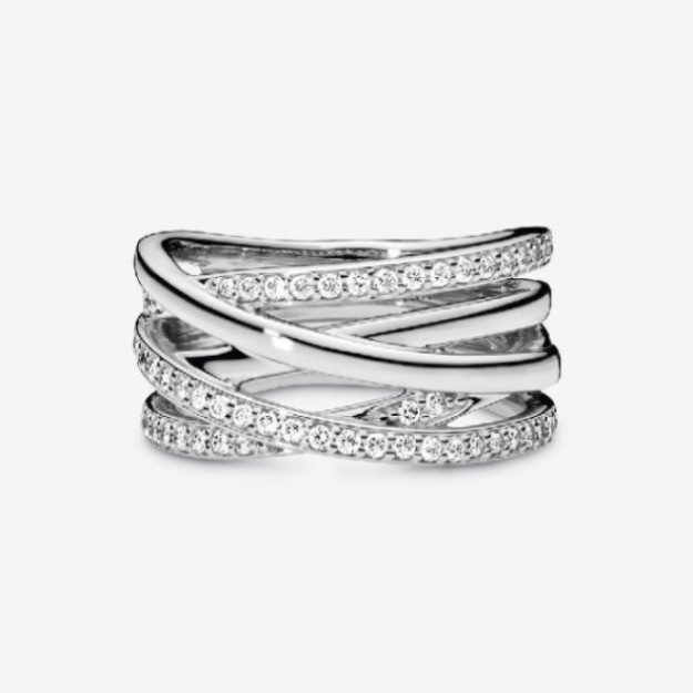 Pandora Brand Sparkling  Polished Lines Ring