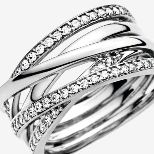 Pandora Brand Sparkling  Polished Lines Ring
