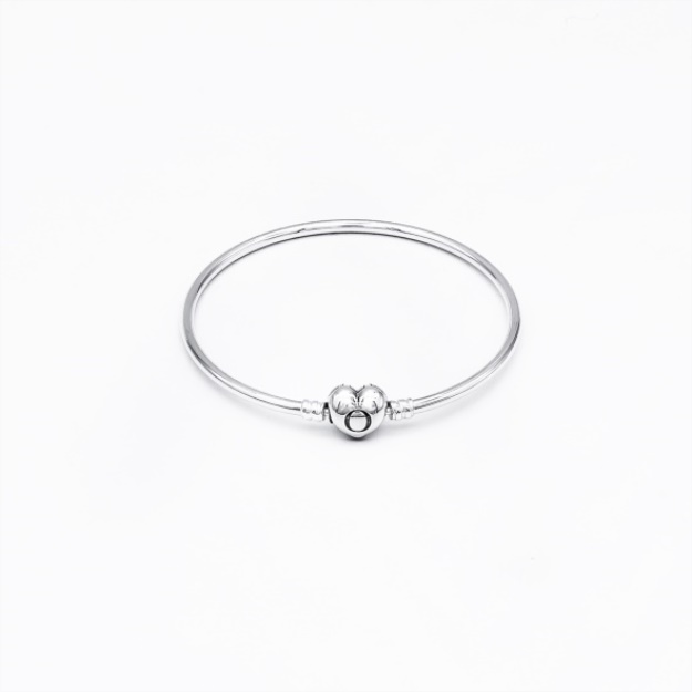 Pandora CA Moments Sterling Silver Bangle with Heart Clasp