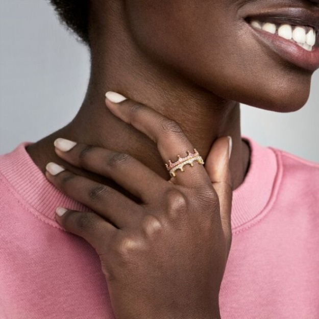 Pandora Clear Sparkling Crown Ring Gold Plated