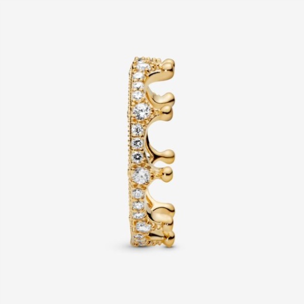 Pandora Clear Sparkling Crown Ring Gold Plated