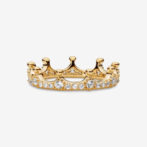 Pandora Clear Sparkling Crown Ring Gold Plated