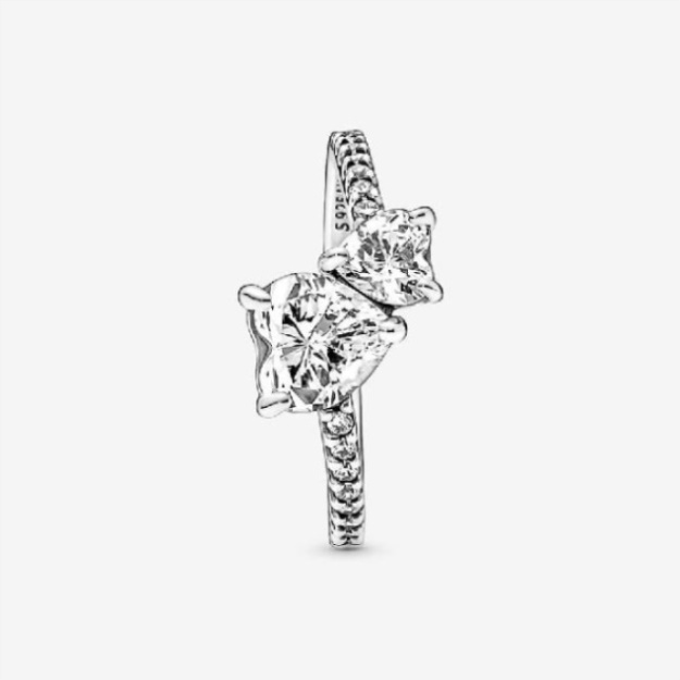 Pandora Double Heart Sparkling Ring