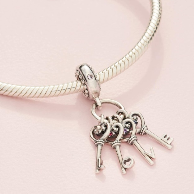 Pandora Jewelry Keys of Love Dangle Crystal and Cubic Zirconia Charm