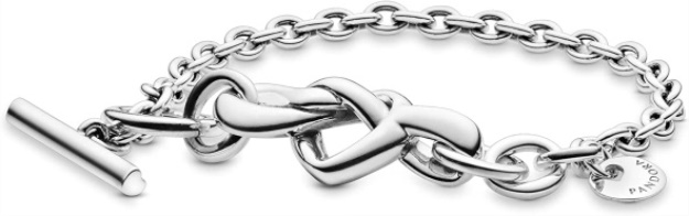 Pandora Jewelry Knotted Heart T Bar Sterling Silver Bracelet