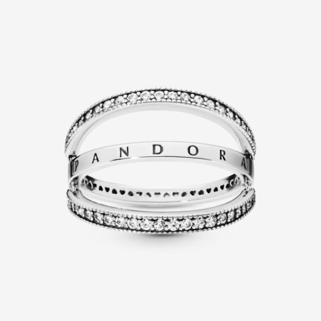 Pandora Logo And Hearts Ring