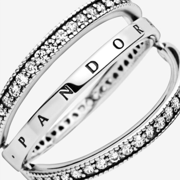 Pandora Logo And Hearts Ring