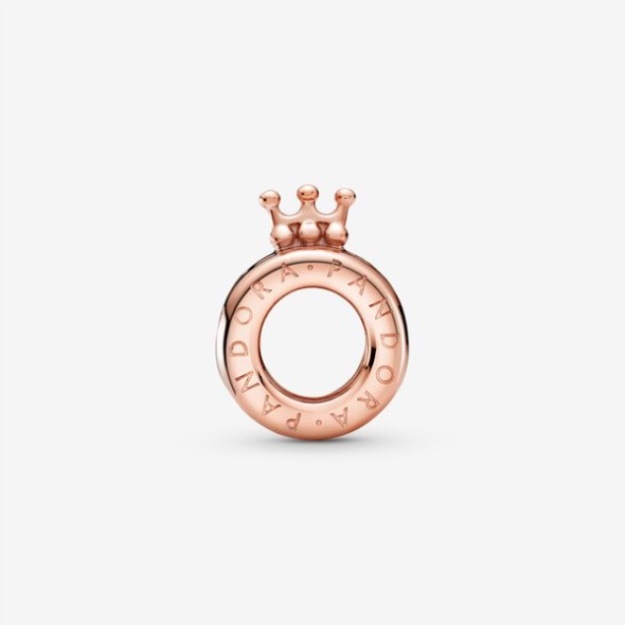 Pandora Logo Crown O Charm Rose Gold Plated