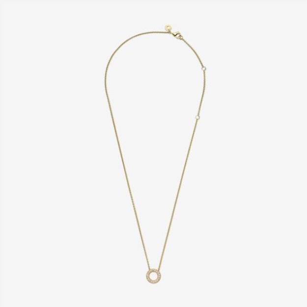 Pandora Logo Pave Circle Collier Necklace Gold Plated