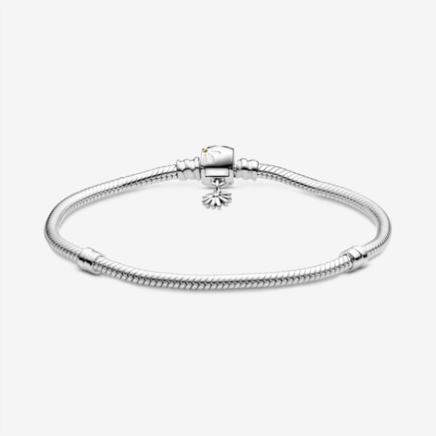 Pandora Moments Daisy Flower Clasp Snake Chain Bracelet