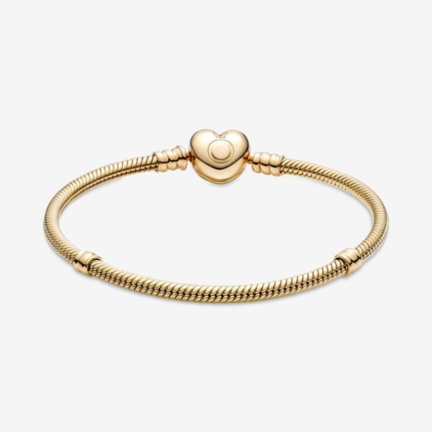 Pandora Moments Heart Clasp Snake Chain Bracelet Gold