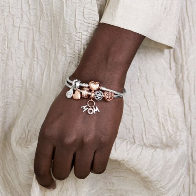 Pandora Moments Heart Clasp Snake Chain Bracelet Two-Tone