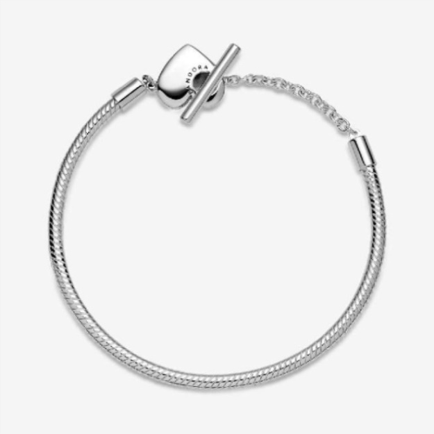 Pandora Moments Heart T-Bar Snake Chain Bracelet