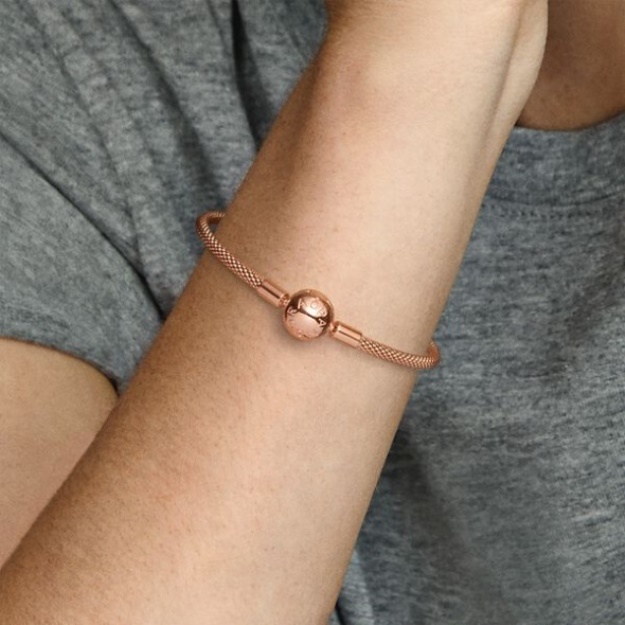 Pandora Moments Mesh Bracelet Rose Gold Plated