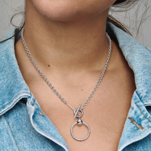 Pandora Moments O Pendant T-Bar Necklace