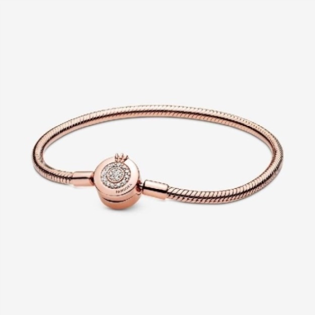 Pandora Moments Rose Sparkling Crown O Snake Chain Bracelet