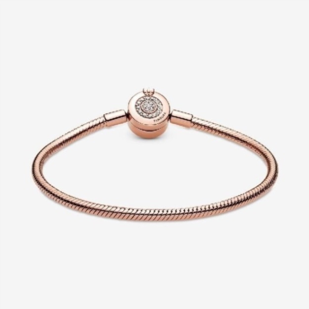 Pandora Moments Rose Sparkling Crown O Snake Chain Bracelet