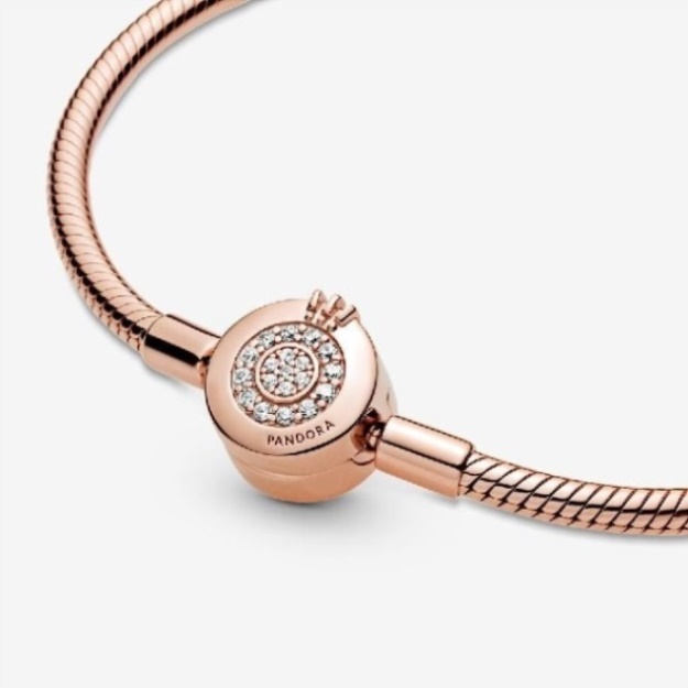 Pandora Moments Rose Sparkling Crown O Snake Chain Bracelet
