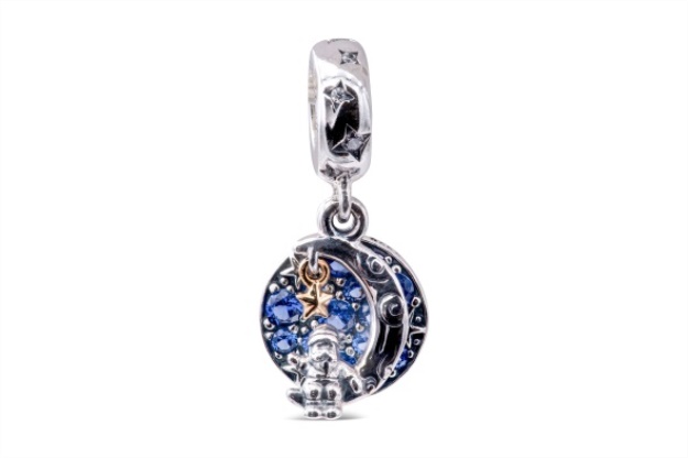 Pandora Moments Santa Claus On The Moon Double Dangle Charm