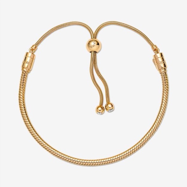 Pandora Moments Snake Chain Slider Bracelet Gold Plated