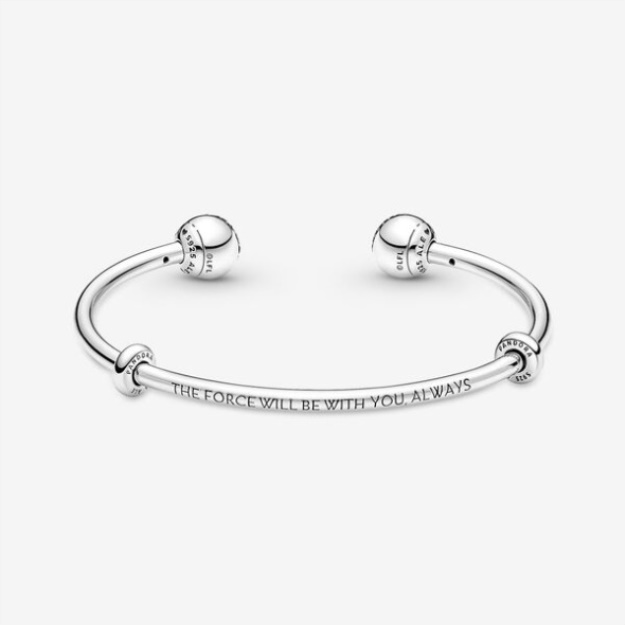 Pandora Moments Star Wars Light Dark Side Logo Open Bangle