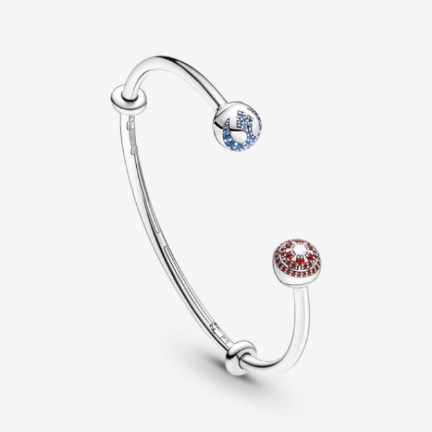 Pandora Moments Star Wars Light Dark Side Logo Open Bangle