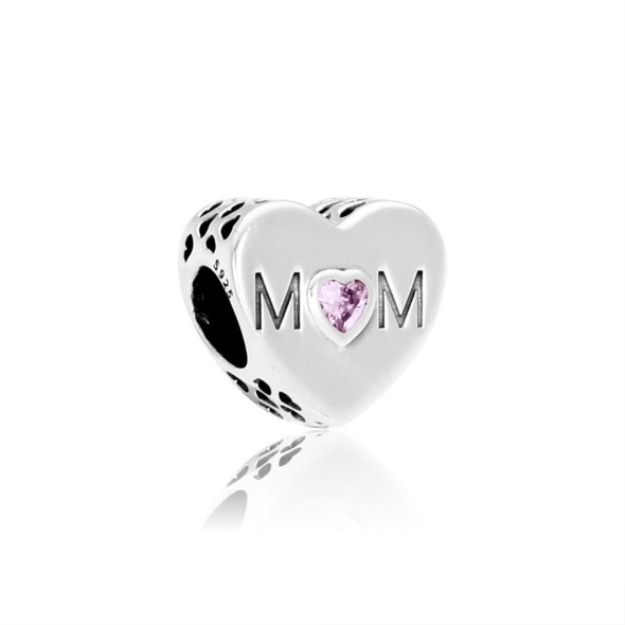 Pandora Mother Heart Charm with Purple Cubic Zirconia
