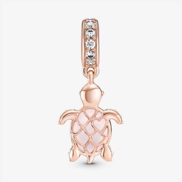 Pandora Murano Glass Pink Sea Turtle Dangle Charm