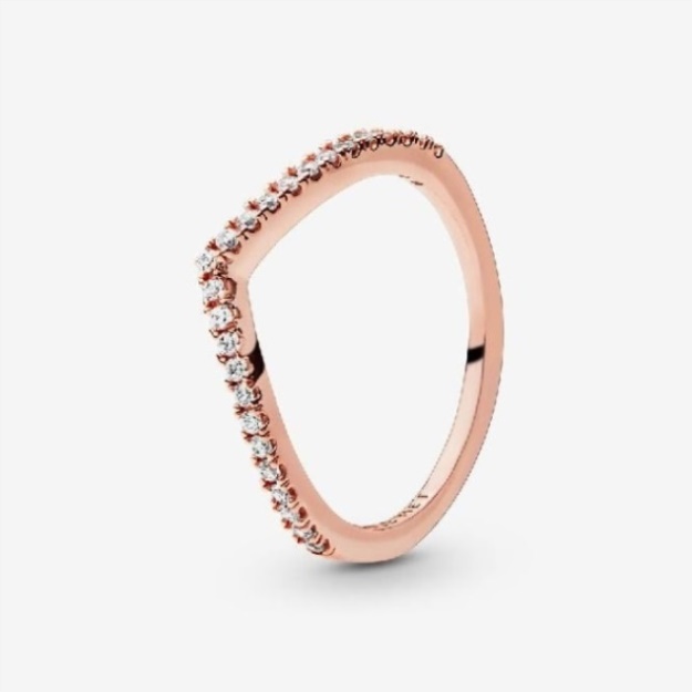 Pandora PD Rose Sparkling Wishbone Ring