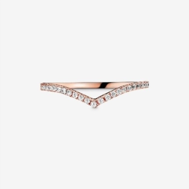 Pandora PD Rose Sparkling Wishbone Ring