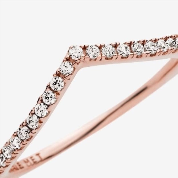 Pandora PD Rose Sparkling Wishbone Ring