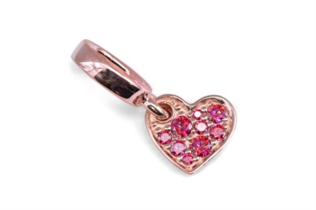 Pandora Red Pave Tilted Heart Dangle Charm