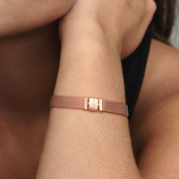 Pandora Reflexions Mesh Bracelet Rose Gold Plated