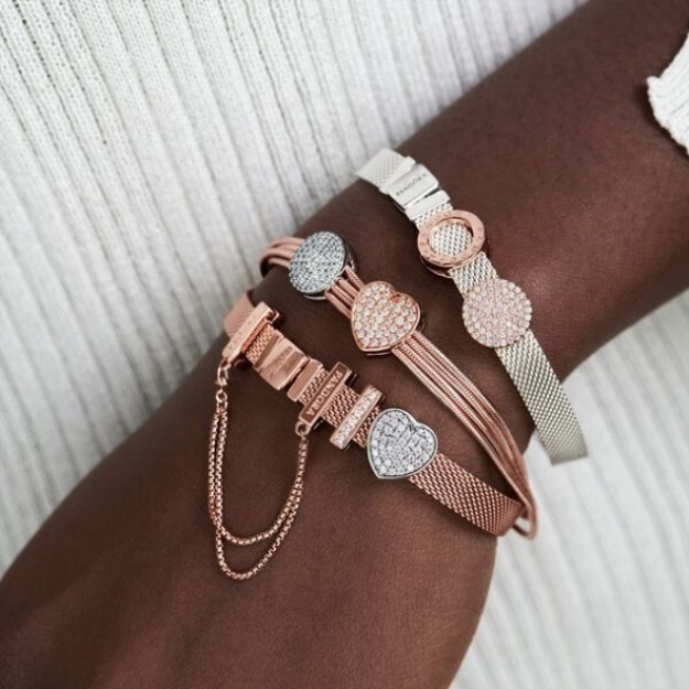 Pandora Reflexions Mesh Bracelet Rose Gold Plated