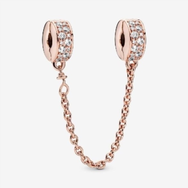 Pandora Rose Clear Pave Safety Chain Clip Charm