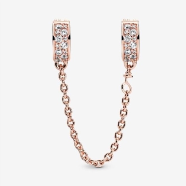 Pandora Rose Clear Pave Safety Chain Clip Charm