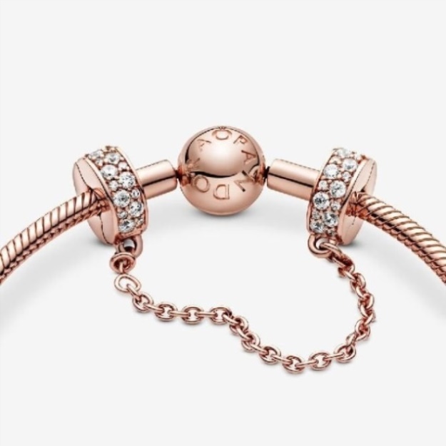 Pandora Rose Clear Pave Safety Chain Clip Charm